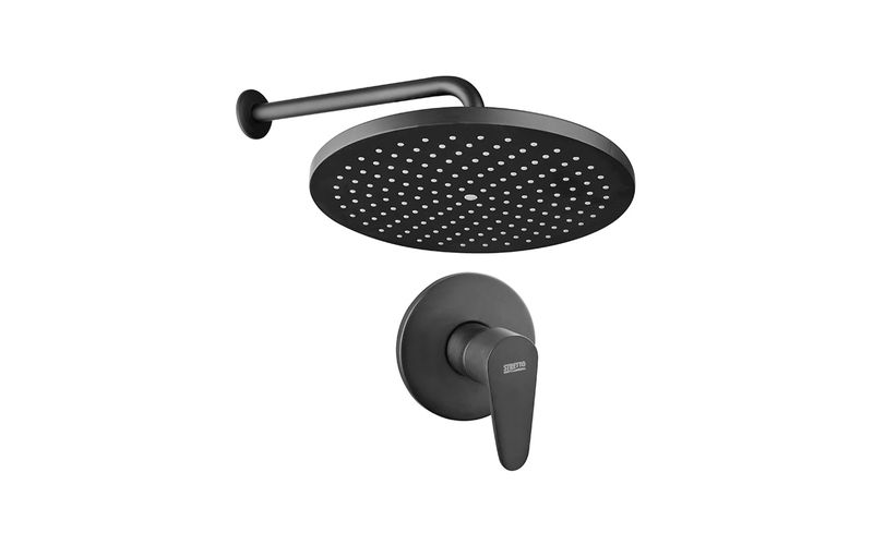 Grifo Monomando Ducha Exterior Completo Luxor Negro Mate