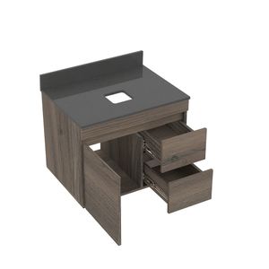 Mueble de baño Viteli Tambo 63x48 con mesón de Quartztone Gris Oscuro