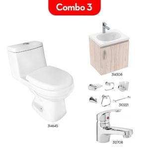 Combo de baño Lazio con mueble de baño elevado eco 48x38 + kit de griferias