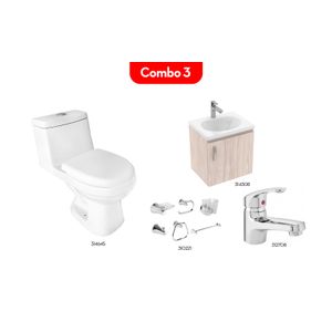 Combo de baño Lazio con mueble de baño elevado eco 48x38 + kit de griferias